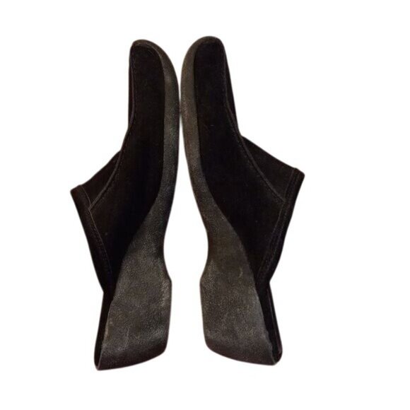 Luichiny Size 40 US 9 - 9.5 Womens Black Suede Slip-On Mules Low Wedge Heel - Picture 5 of 8